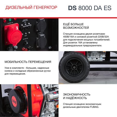 FUBAG Дизельный генератор (трехфазный) с электростартером и коннектором автоматики DS 8000 DA ES в Екатеринбурге фото