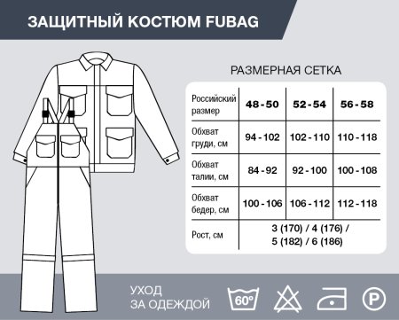 Защитный костюм Fubag размер 52-54 рост 3 в Екатеринбурге фото