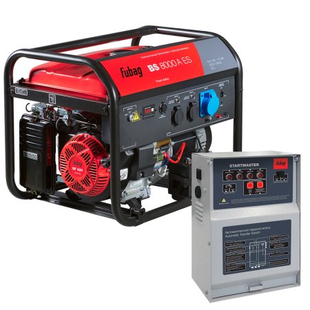 FUBAG Бензиновый генератор с электростартером и коннектором автоматики BS 8000 A ES + Блок автоматики Startmaster BS 11500 D (400V) для трехфазных сетей в ПОДАРОК