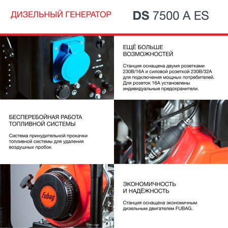 Дизельный генератор FUBAG DS 7500 A ES с электростартером и коннектором автоматики в Екатеринбурге фото